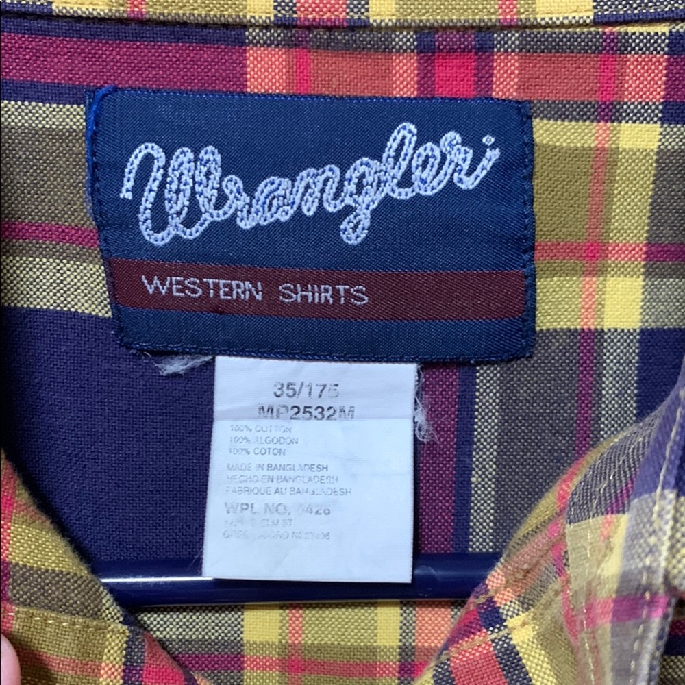 Wrangler Men's Plaid Button-up Shirt - Yellow and Blue - Picture 2 of 5